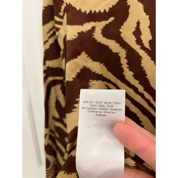 GANNI Cutout tiger-print silk-blend satin blouse Size US 4 EU 36 - Picture 12 of 12